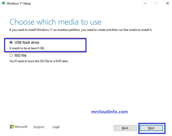 Bootable windows 11 USB install media